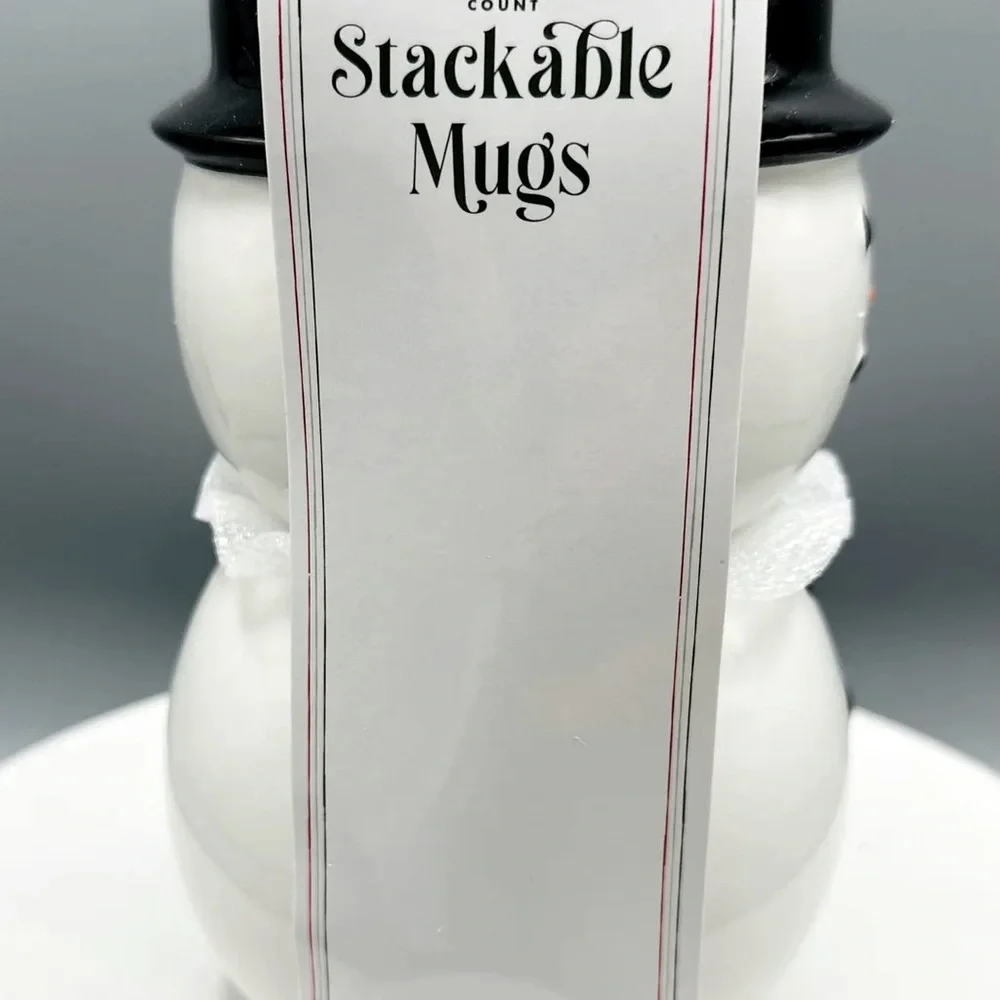 🆕 Target Stackable Snowman Mugs Set of 2 Ceramic Mugs, Christmas Holiday Decor